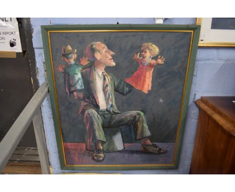 David Jones, Oil on canvas, "Puppet Man", titled verso, 104cm x 89cm