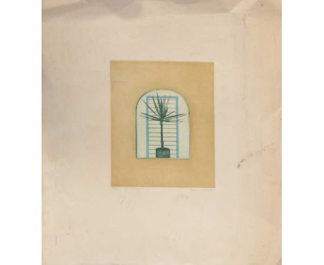 Bryan Organ, Palm Tree,etching in colours, signed, dated 1976, and numbered in pencil 63/75,unframed, damaged, 64x58.5cm.