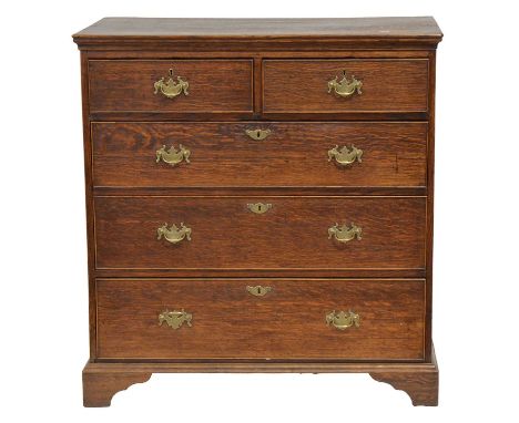 Oak chest of drawers, adapted, fitted with two short and three long drawers, width 92cm, depth 55cm, height 102cm.Condition r