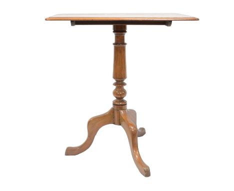 Mahogany tilt-top side table, 19th century, rectangular top, turned column on tripod base, width 62cm, depth 42cm, height 65c
