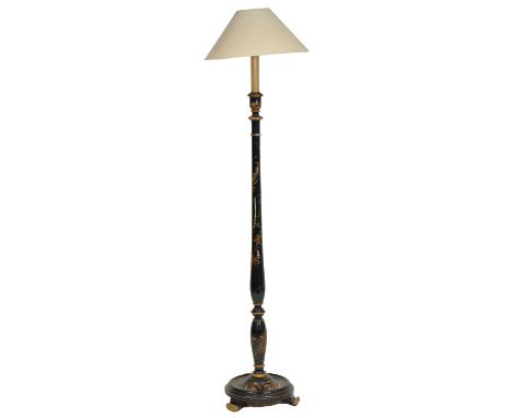 Studio Pottery table lamp, stamped Potsmiths of Ireland, mottled blue and black glazes, 35cm high; and a chinoiserie decorate