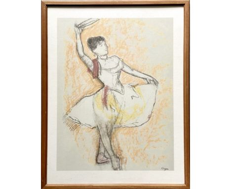 Edgar Degas (after) - Danseuse au tambourinPhotolithography on paper, signed in plate, not numbered. Small defects on the fra