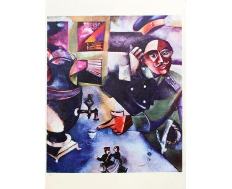 Marc CHAGALL (1887-1985), d'après.Le soldat (1990)Lithographie éditée en 1990 par le Studio d’Arte Perna , Milano.Numérotée e