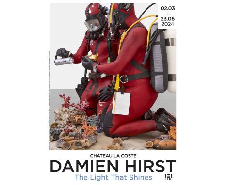 Damien Hirst - Two Divers Examining a Golden Cup from the Wreck of the Unbelievable, 2024Offset print on paper. Published for