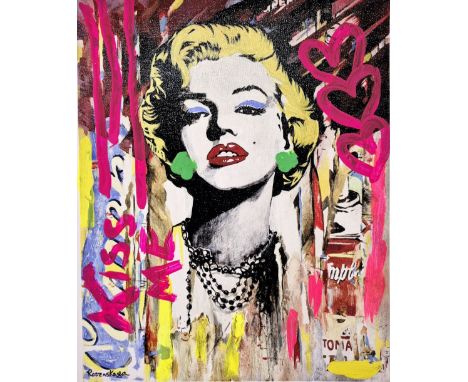 Nastya Rovenskaya - Marilyn Monroe IIMixed media on canvas. Unique artwork hand signed by the artist. Very good condition, 25