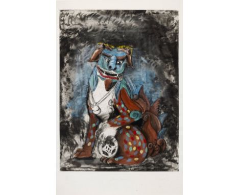 Jim Dine - Fo Dog in Hell, 1990Etching with roulette and hand-coloring in acrylic Rives BFK paper, signed in pencil and numbe