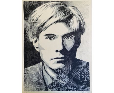 Shepard Fairey - Warhol Collage (Silver), 2023Screen print on thick cream Speckletone paper, hand signed by Shepard Fairey &a