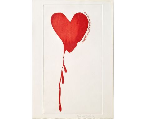 Jim Dine - Red Design for Satin Heart, 1968Original etching on Arches paper, signed in pencil and numbered 195/200. Publisher