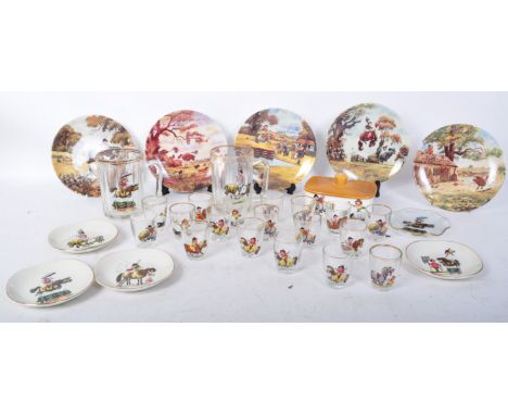 An assortment of vintage 20th century Norman Thelwell illustrated ceramic and glass items to include a series of Royal Worces