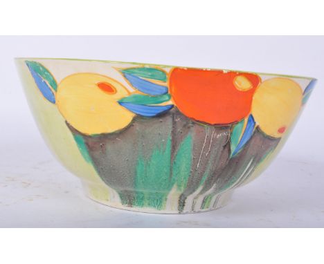 Clarice Cliff - Delicia Citrus - A vintage retro Art Deco 1930's Clarice Cliff bone china fruit bowl in the Citrus pattern wi