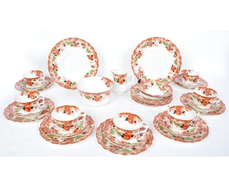 An early 20th century circa. 1900's Edwardian Wellington J. H. Cope &amp; Co bone china tea service comprising of teacups, sa