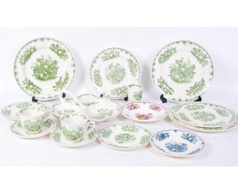 An assortment of 19th century Masons Stoneware 'Fruit Basket' china items designed for Harrods to include an egg cup, saucers