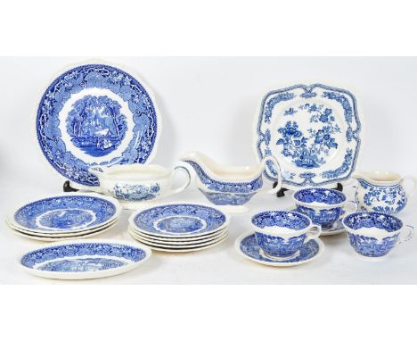 A quantity of 19th century Victorian Masons Ironstone china in the 'Vista' pattern to include teacups, saucers, side plates, 