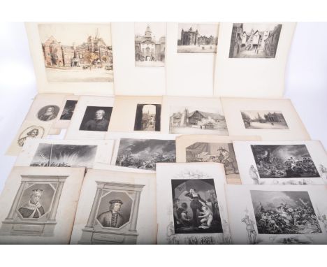 A series of 19th century Victorian &amp; George III lithograph prints and etchings to include items depicting significant his