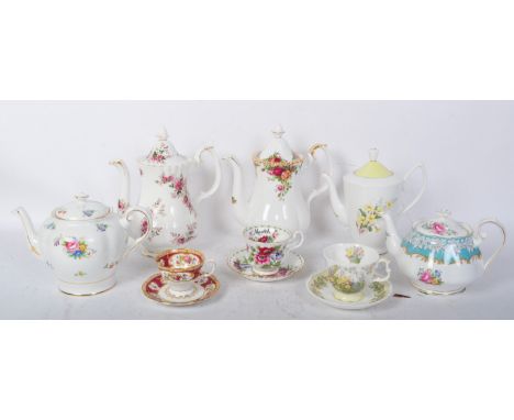 A collection of vintage 20th century Royal Albert ceramic teapots comprising of a Old Country Roses, Enchantment, Lavender Ro