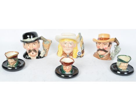 A collection of six vintage 20th century ceramic Royal Doulton toby jugs. The lot to include Parson Brown D5600, Dick Turpin,
