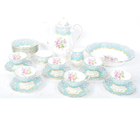 A 20th century Royal Albert Enchantment bone china tea / coffee service comprising of 6 fruit bowls, cup and saucers and one 