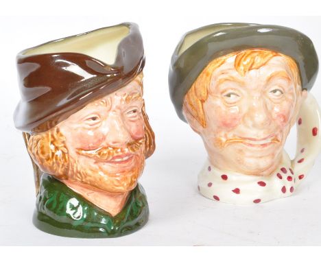A collection of vintage 20th century ceramic Royal Doulton toby jugs. To include Falstaff, Pickwick deluxe whiskey, Robin Hoo