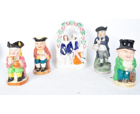 A collection of vintage 20th century ceramics comprising four toby jugs including a Hearty Goodfellow, Burlingtonware togethe