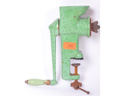 A vintage retro mid 20th century Harper green enamel coffee grinder. Impressed marks to side. Measures 29cm tall.