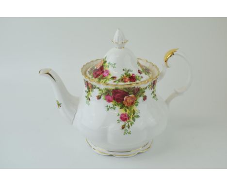 A Royal Albert 'Old Country Roses' teapot. Height 20cm.  Free of restoration or damage. Of second quality.