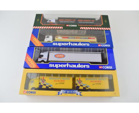 Four boxed Corgi 'Super Haulers' die cast model lorries to include, 'Bishop's Move', 'Esso', 'City' and 'Eddie Stobart'. (4)