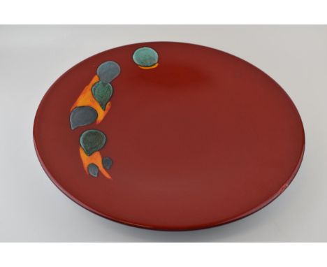 Large Poole Pottery Abstract Delphis charger, 41.5cm diameter.  Firing glaze to rim of charger. In good condition with no obv