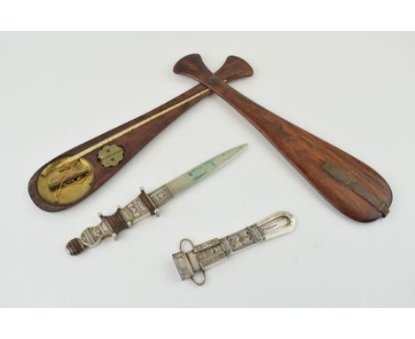 A set of Oriental Opium scales and a Decorative Middle Eastern Style White Metal Knife in a Scabbard  Items are in very good 