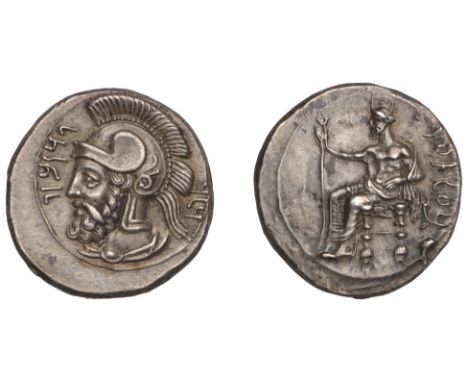 Greek Coinages, CILICIA, Tarsos: Struck under the Military commander Pharnabazos, c. 380-374  Obverse: b’ltrz [in Aramaic scr