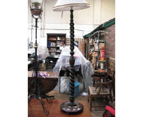 OAK BARLEY TWIST STANDARD LAMP WITH SHADE 