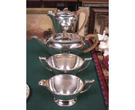 ALEXANDER CLARK Co. LIMITED ART DECO STYLE PLATED FOUR PIECE TEA SET 