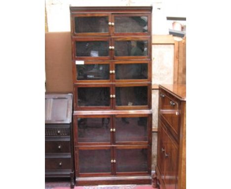 ANTIQUE MAHOGANY GLOBE WERNICKE STYLE SIX SECTION STACKING BOOKCASE 