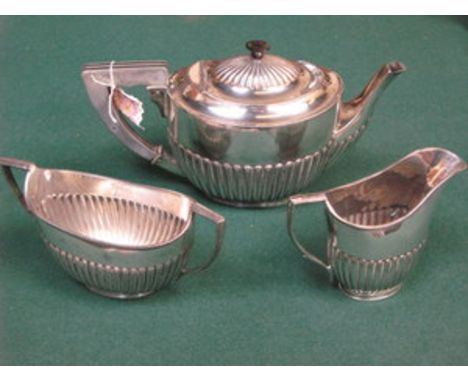 SILVER PLATED THREE PIECE TEA SET, STAMPED WM HANDS 