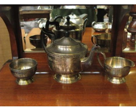 SILVER PLATED THREE PIECE TEA SET BY VINERS 