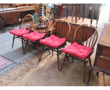 SET OF FOUR ERCOL OAK DINING CHAIRS 