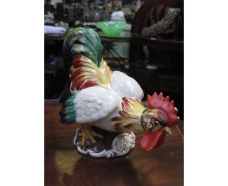 ITALIAN HANDPAINTED GLAZED CERAMIC ROOSTER 