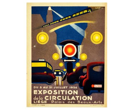 Original vintage advertising poster flyer for Exposition de la Circulation / Traffic Exhibition that took place in Palais des