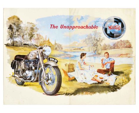 Original vintage advertising poster for The Unapproachable by Norton Motorcycle Company, the poster features an illustration 