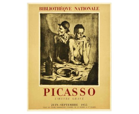 Original vintage art advertising poster for an exhibition of Pablo Picasso Engraved Work / L'oeuvre Grave at the National Lib