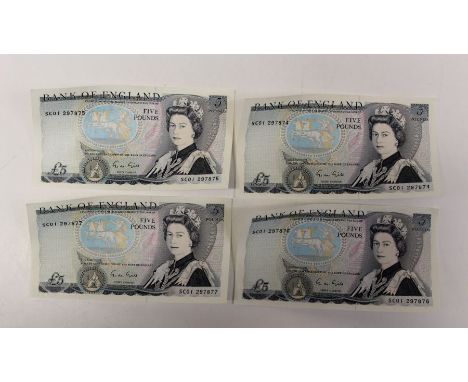 1988 Signature G M Gill four five pound bank notes