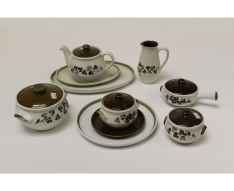 A Denby Shamrock pattern dinner and tea service. Comprising eight dinner plates, six salad plates, nine tea plates, four soup