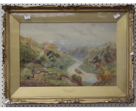 A D Bell ( A K A Wilfred Knox) 1884-1966Symonds Yat. Watercolour, signed and dated 1900 lower right, 30 x 44cm