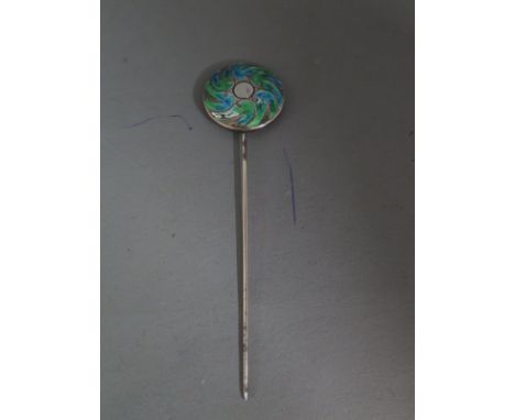 A silver and enamel hat pin Chester 1909 Joseph and Richard Griffin - some enamel loss