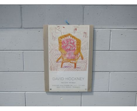 A David Hockney exhibition poster - Recent Works, Valerie Kaj Forsblom, Helsinki, 1986. 69.5cm x 41cm 