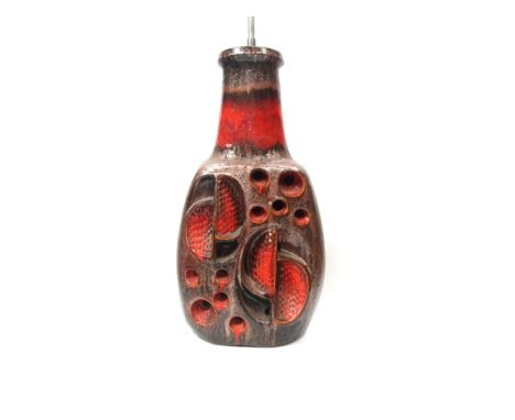 A large West German floor lamp in red lava and bronzed glazes, No. 5080/60. 59cm high 