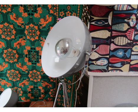 A chrome based metal tripod standard lamp, 160cm 