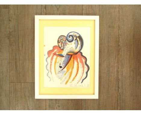 ZANDRA RHODES (b.1940) A framed and glazed limited edition hand tinted lithograph No 132/250 signed by artist in pencil. B.R.