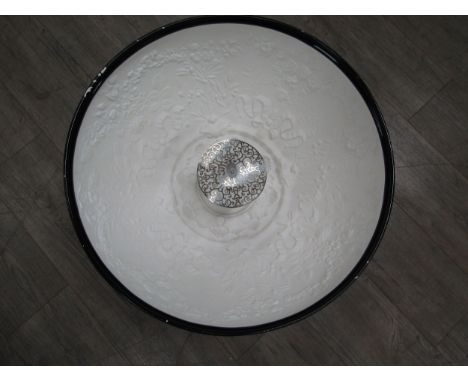 A Flos Danish Marcel Wanders designed 'Skygarden S2' ceiling light of domed form with black outer shell and moulded floral &a