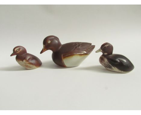 Paul Hoff for Gustavsberg - Three ceramic figure of various ducks including Eider. Impressed marks to bases. Tallest 9cm 