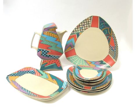 A collection of Rosenthal "Flash" range dinner wares designed by Dorothy Hafner including platters and plates, coffee pot and